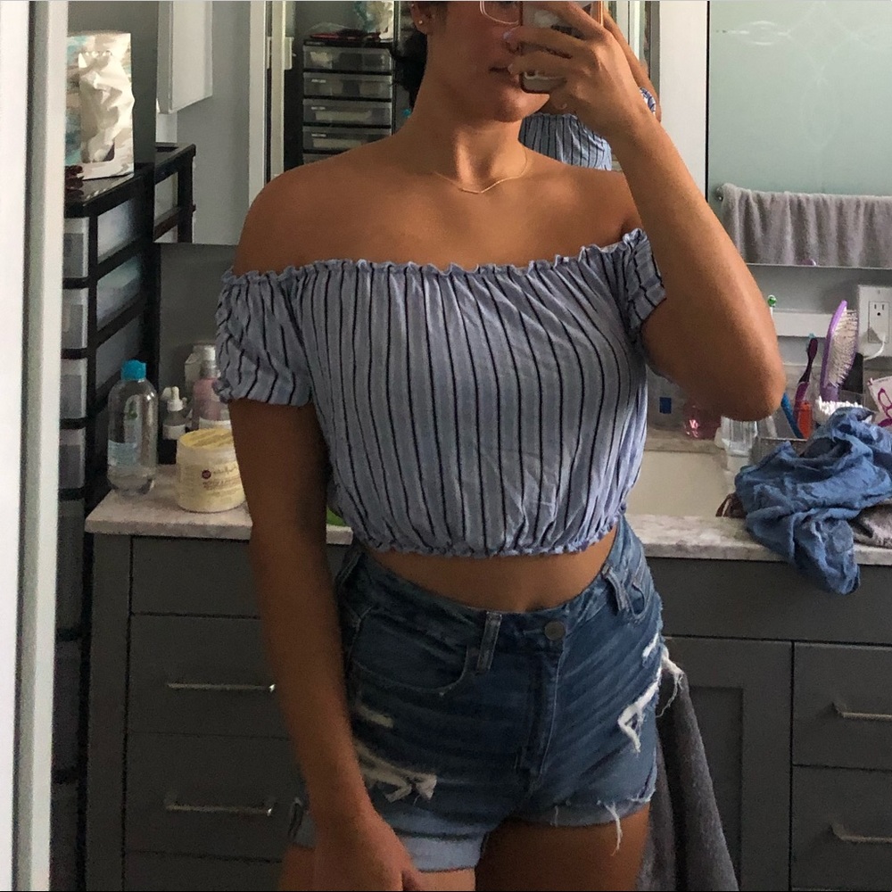 Striped off the shoulder top